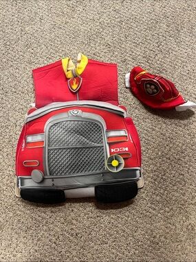 Paw Patrol Red and Yellow Marshall Fire Truck Costume Front with Hat